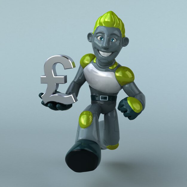 Zielony robot - 3D ilustracja