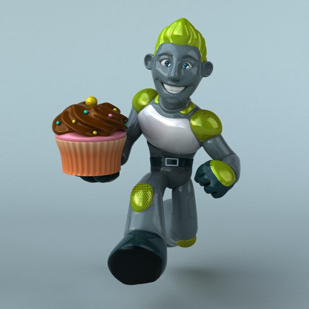 Zielony robot - 3D ilustracja