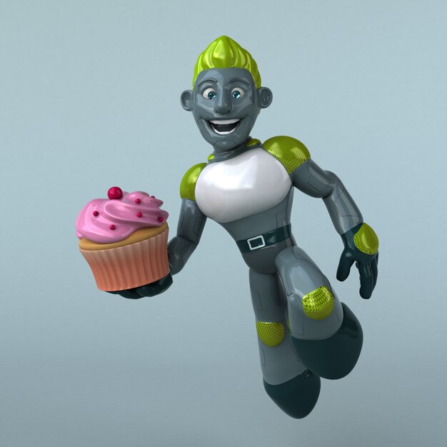 Zielony robot - 3D ilustracja