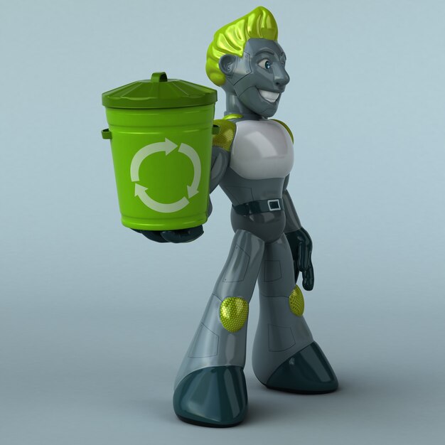 Zielony Robot - ilustracja 3D