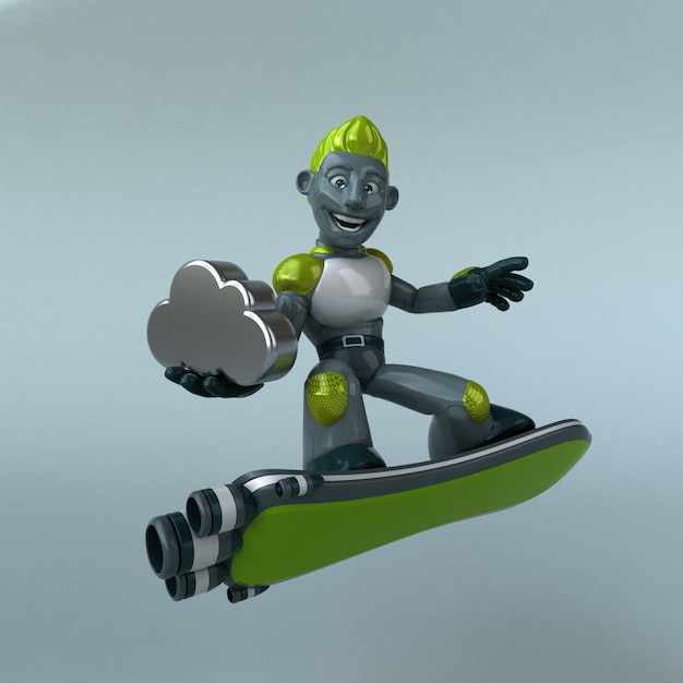 Zielony robot - postać 3D
