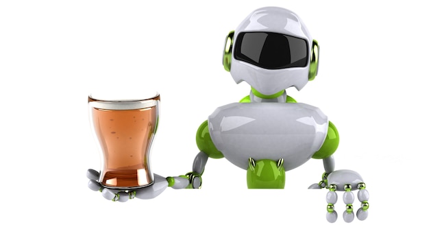 Zdjęcie zielony robot - postać 3d