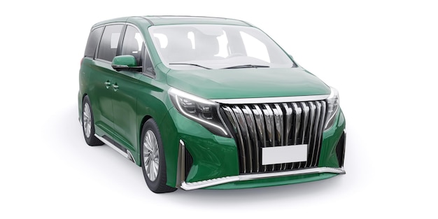 Zielony samochód rodzinny Minivan Premium Business Car 3D illustration