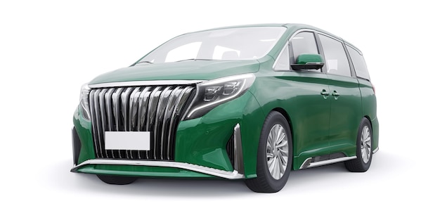Zielony samochód rodzinny Minivan Premium Business Car 3D illustration