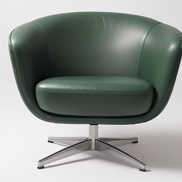 Zielony skórzany fotel izolowany na białym tle