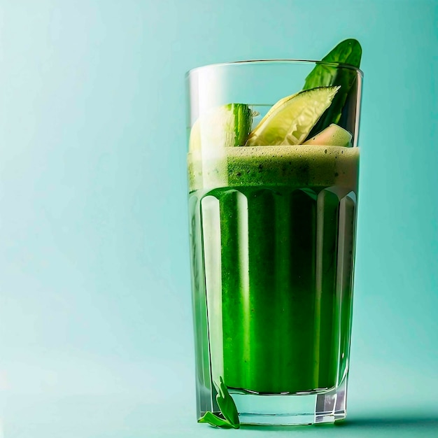 zielony sok niebieskie tło