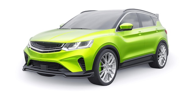 Zielony sportowy samochód kompaktowy SUV 3d ilustracja render