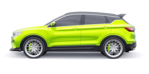 Zdjęcie zielony sportowy samochód kompaktowy suv 3d ilustracja render