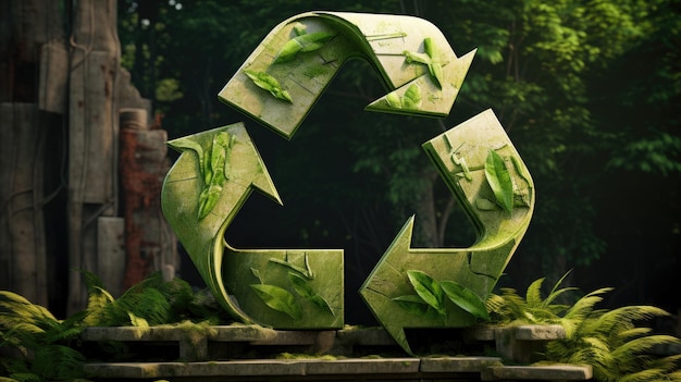 Zielony symbol recyklingu w stylu organicznym
