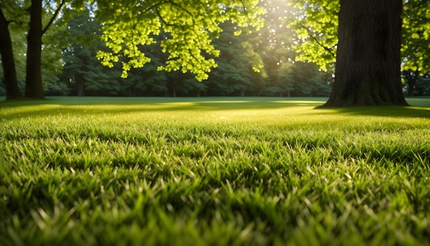 Zielony trawnik ze świeżą trawą na zewnątrz Natura tekstura tła trawy wiosennej