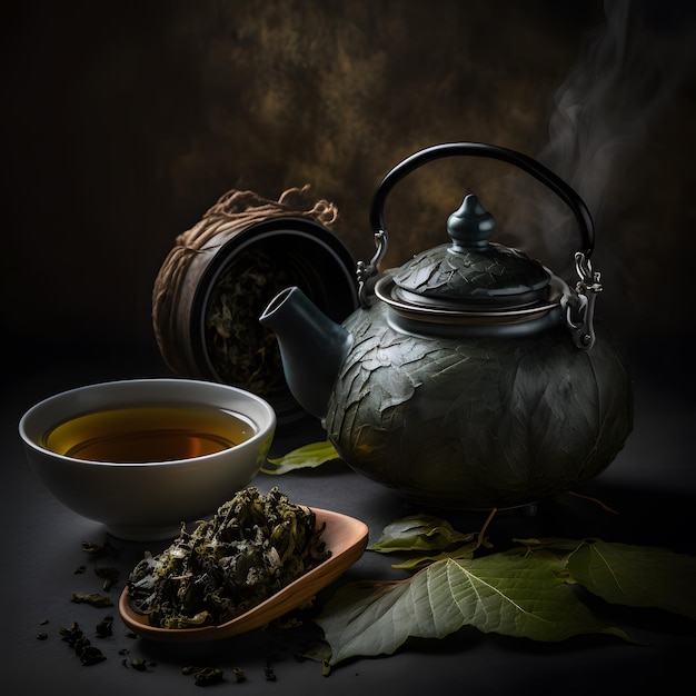 zielony, uchwyt, czajnik, zdjęcie, oolong, zielona herbata, miska, fotografia, fotografia napoju