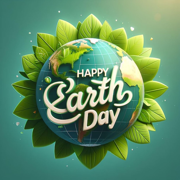 Ziemia 3D owinięta w zieloną kartkę z okazji Światowego Dnia Ziemi