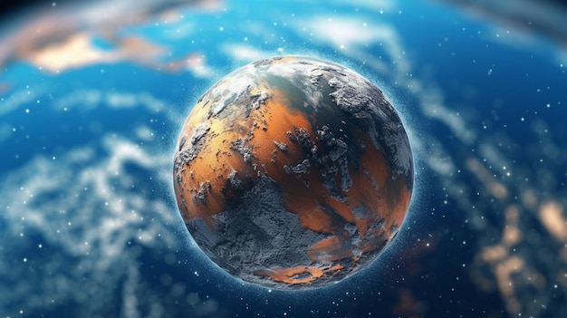 Ziemia w kosmosie z ziemskim tłem