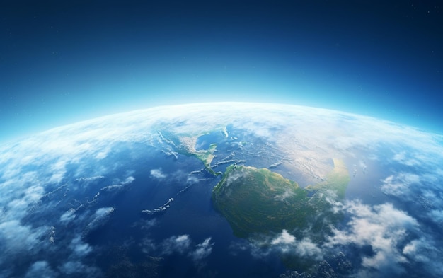 Ziemia z realistyczną powierzchnią geograficzną i orbitalną atmosferą chmur 3D