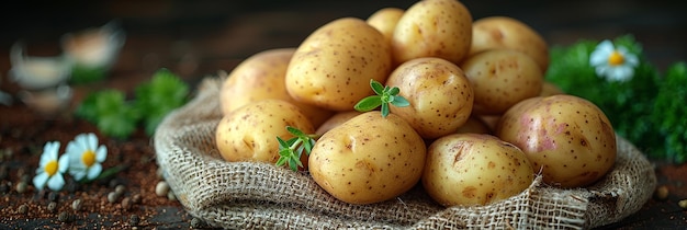 Zdjęcie ziemniaki są popularną odmianą żywności, taką jak ziemniaki i są dostępne