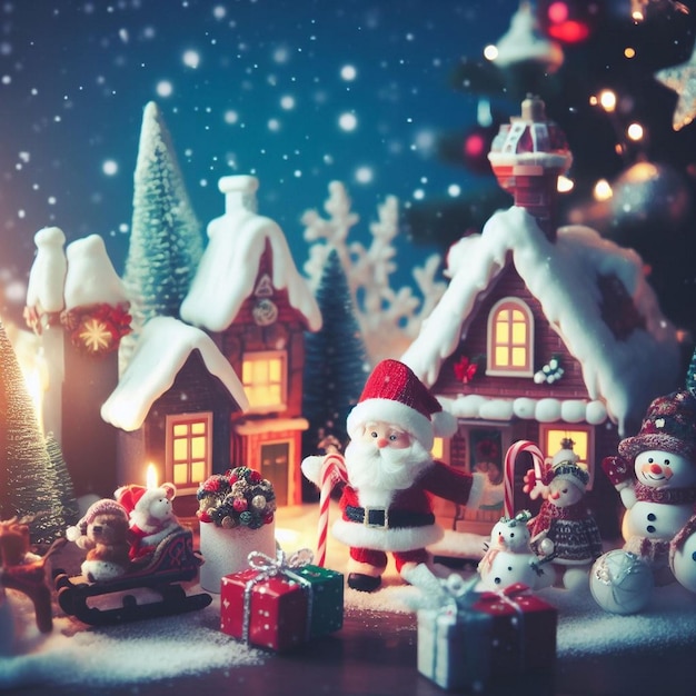 Zima nadchodzi, Boże Narodzenie i Święty Mikołaj przybywa z zabawkami dla dzieci.
