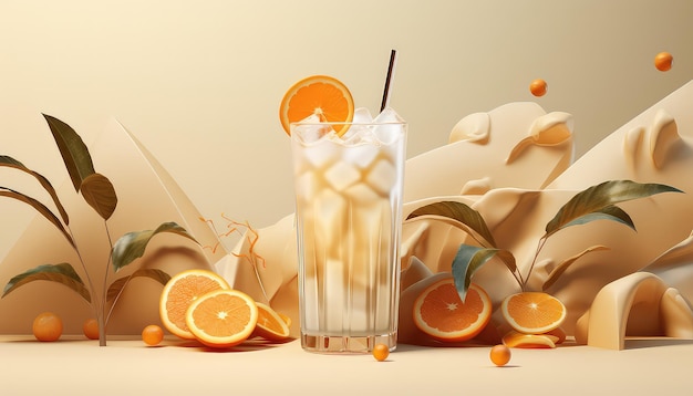 Zimny napój Desertwave ze skórką pomarańczy i liśćmi Hurufiyya w matowym beżu