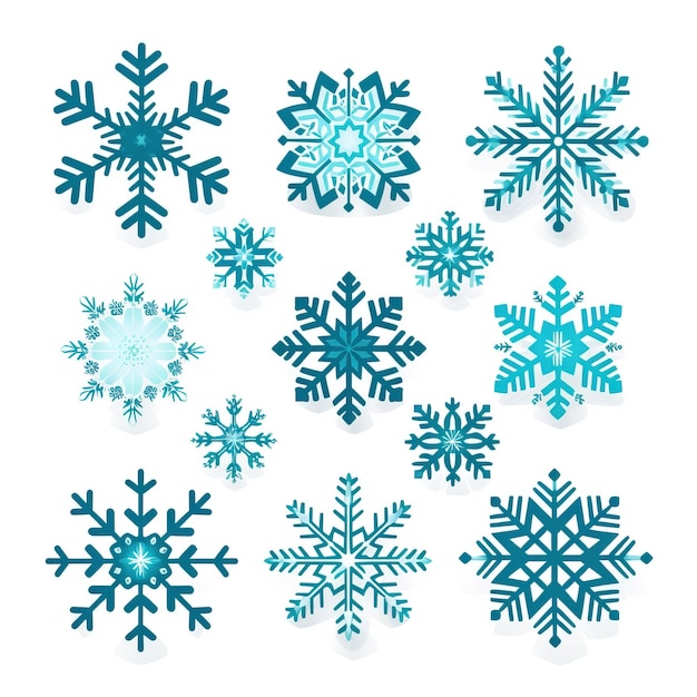 Zimowa ilustracja płatka śniegu na niebieskim tle z białym tłem HD Zdjęcie izolowane białe tło