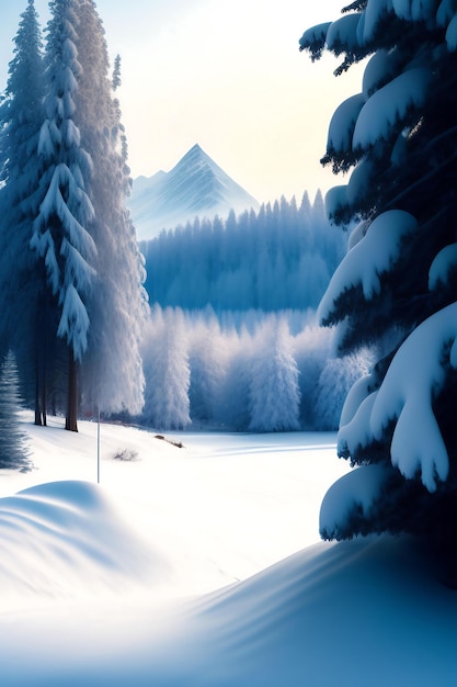 Zimowa Kraina Czarów Streszczenie Śnieżny Krajobraz Tła
