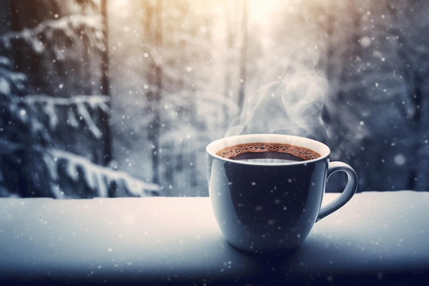 Zimowa poranna kawa Kosmiczny napój Wygeneruj sztuczną inteligencję