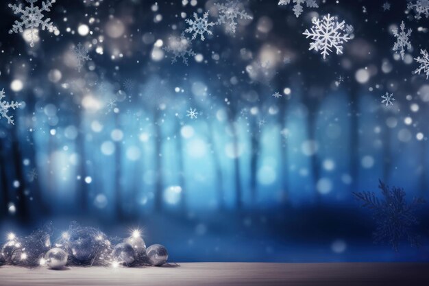 Zimowe jasne tło świąteczne tapety z dekoracjami i płatkami śniegu