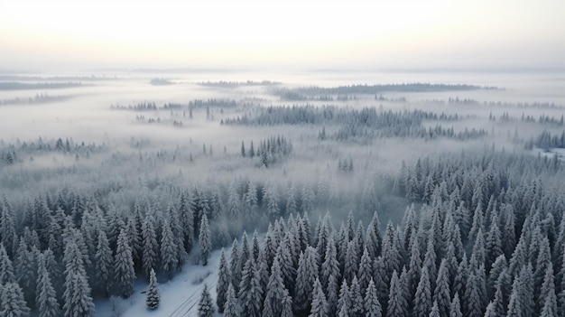 Zimowe lasy z pokrytymi śniegiem drzewami