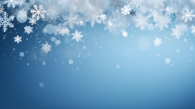 Zimowe sztandary abstrakcyjne spadające płatki śniegu na niebieskim tle