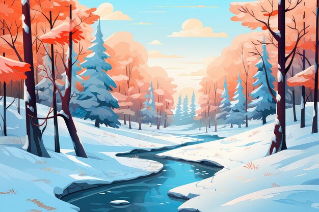 Zimowy krajobraz lasu ilustracji