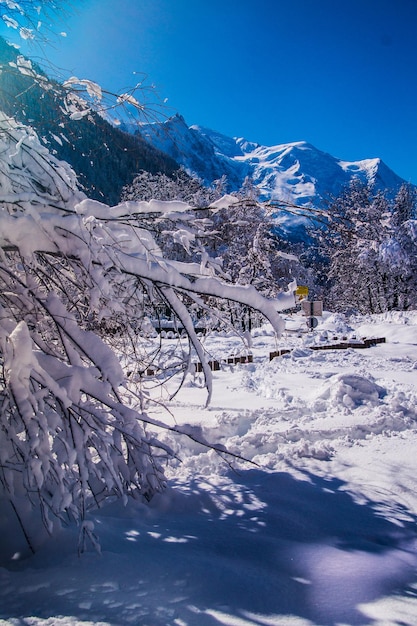 Zimowy krajobraz we francuskich Alpach