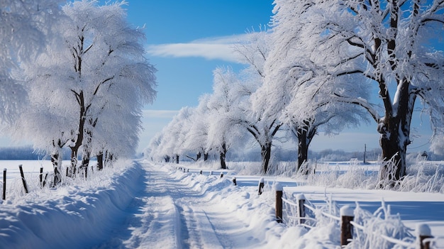 zimowy krajobraz z ośnieżonymi drzewami