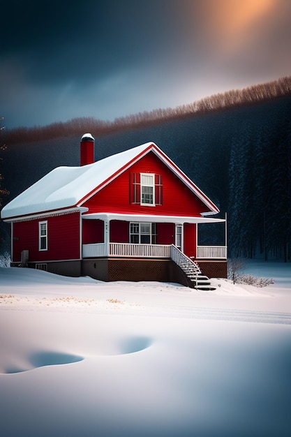 Zimowy krajobraz Zimowy dom