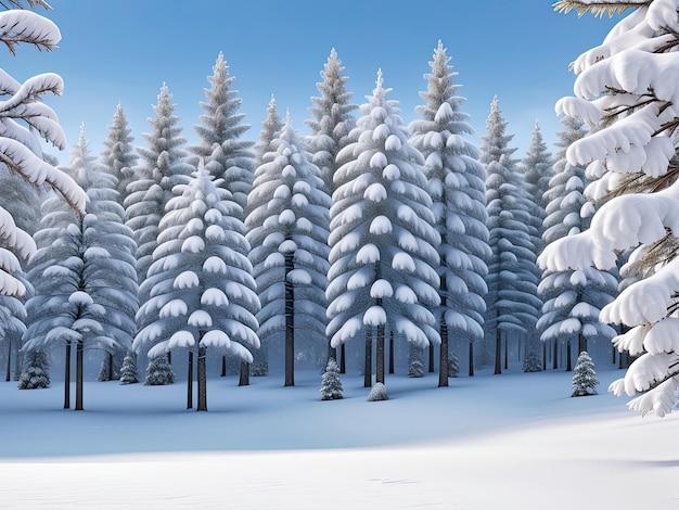 Zdjęcie zimowy las na tle ze śniegiem i kopiowanie przestrzeni zimowe wakacje