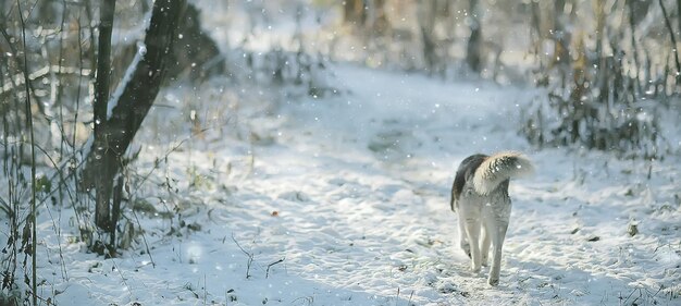 zimowy portret husky na spacerze, piękny pies w przyrodzie, przyjaźń, zwierzak