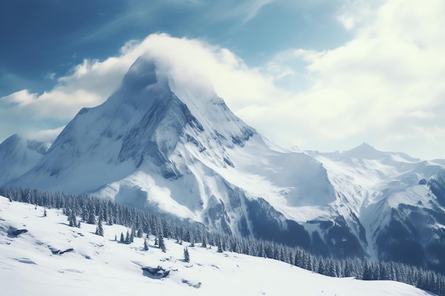 Zdjęcie zimowy śnieżny górski krajobraz