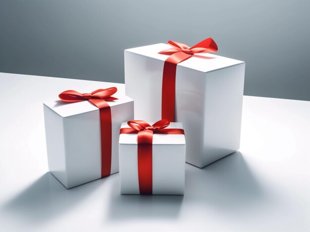 Zizolowana wstążka czerwony prezent świąteczny pudełko pakiet niespodzianka biały prezent Generatywna sztuczna inteligencja