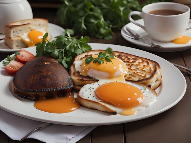 Złap esencję angielskiego śniadania w pysznym zdjęciu z jedzeniem