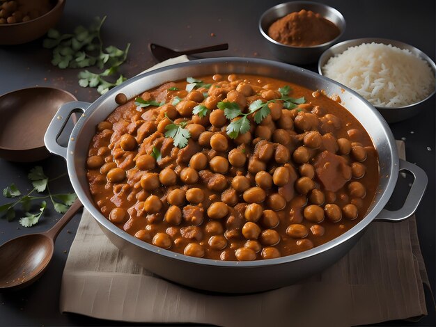 Złap esencję Channa Masala w pysznym zdjęciu z jedzeniem