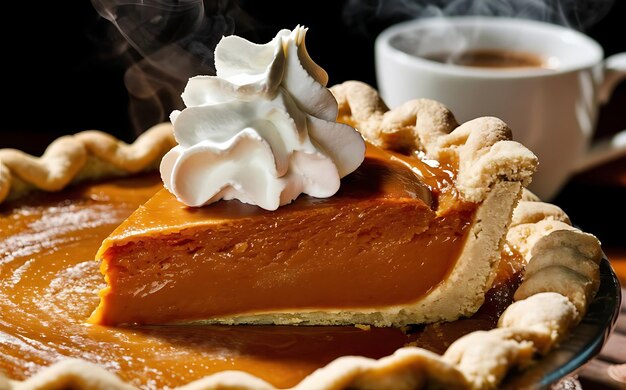 Zdjęcie złap esencję pumpkin pie w pysznym zdjęciu z jedzeniem