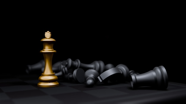 Złota biskup szachy gra planszowa i, tło koncepcji biznesowych pomysłów strategii