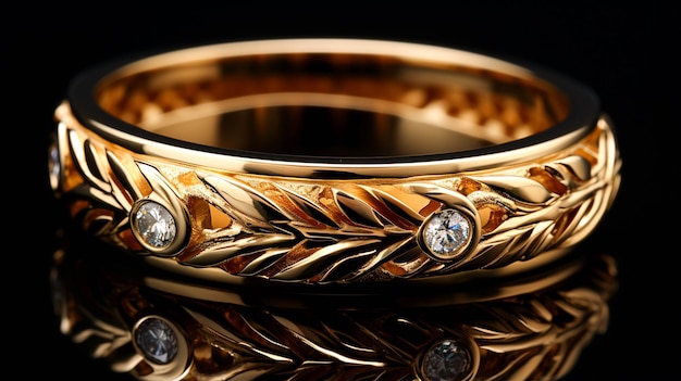 Złota biżuteria pierścionkowa na palec w kolorze czarnym