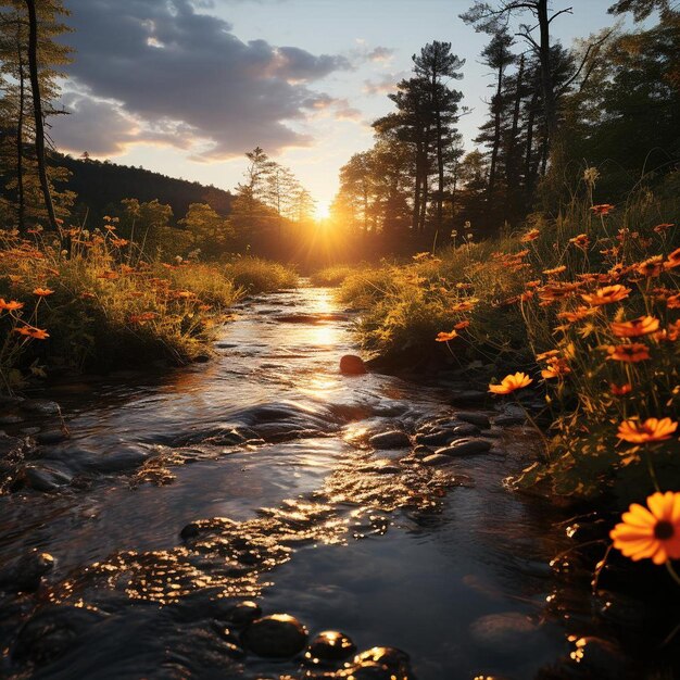 Złota godzina Grace Słoneczny krajobraz zdjęcie