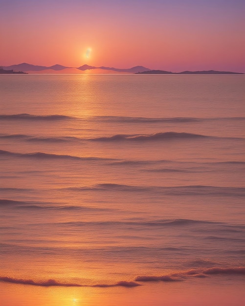 Złota godzina różowy pomarańczowy i fioletowy lekki zachód słońca nad mar menor spare flections na wodzie