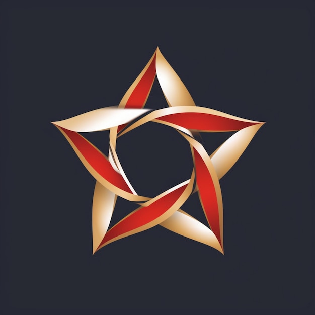 Zdjęcie złota gwiazda z czerwonymi i czerwonymi liniami na czarnym tle.