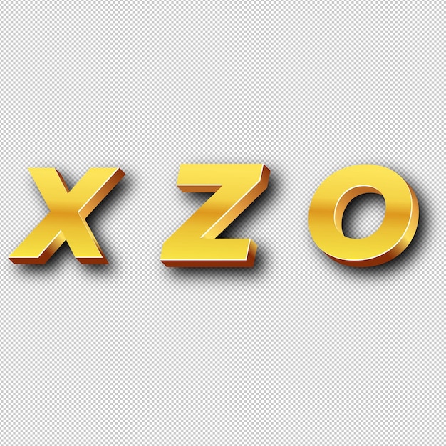 Złota ikona logo XZO Izolowane białe tło przezroczyste