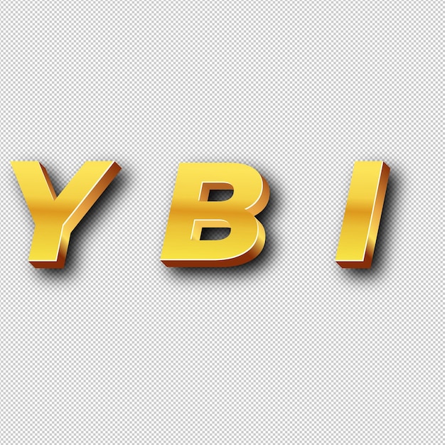 Złota ikona logo YBI izolowane białe tło przezroczyste