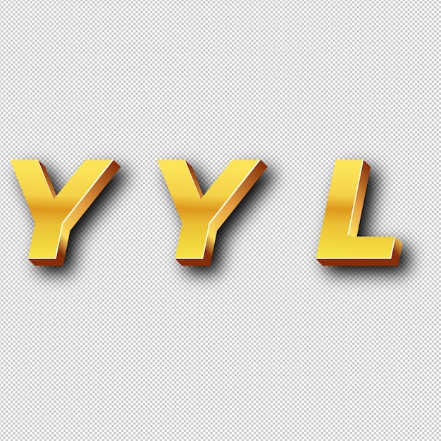 Zdjęcie złota ikona logo yyl izolowane białe tło przezroczyste