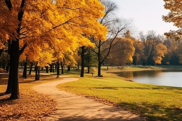 Zdjęcie złota jesień w lesie parkowym