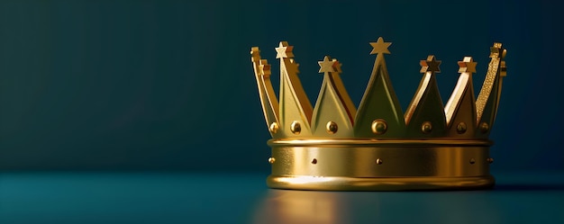 Złota korona na ciemnym tle dodająca dotyk królewskiej fantazji Koncepcja Królewska fantazja Złota korona ciemne tło dotyk elegancji