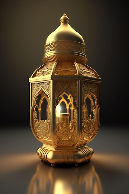 Złota lampa z napisem ramadan
