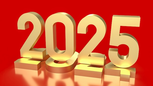 Zdjęcie złota liczba 2025 dla koncepcji biznesowej renderowania 3d